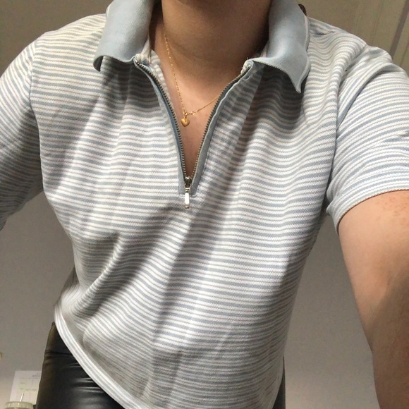 Mid zip polo shirt crop top - Picture 2 of 3